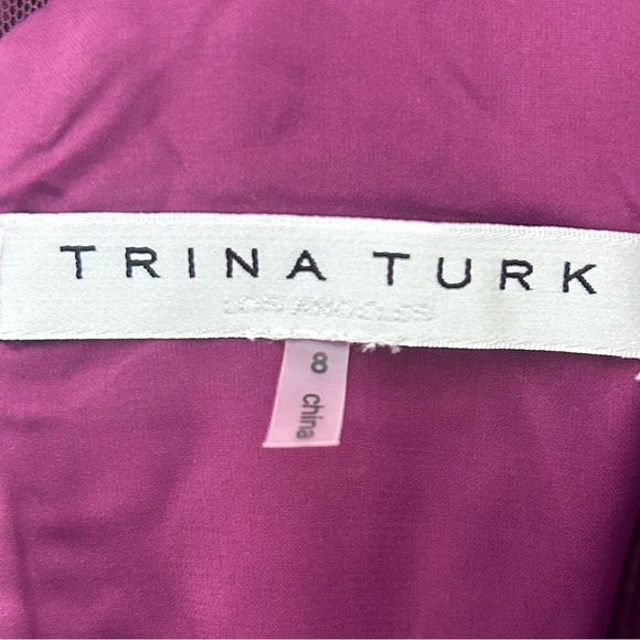 Trina Turk Lace Airie Dress Long Sleeve Sheer Fall Floral Purple Size 8 FLAW - Picture 8 of 15